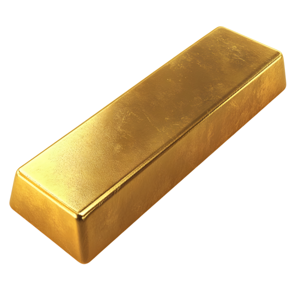 Elegant gold bar in 3d floating seamlessly on a clear transparent backdrop png