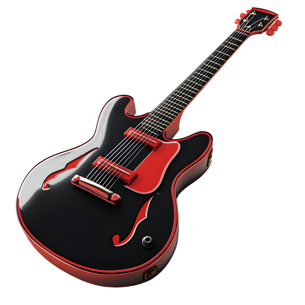 Elegant 3d guitar featuring rich tones isolated against a transparent background png