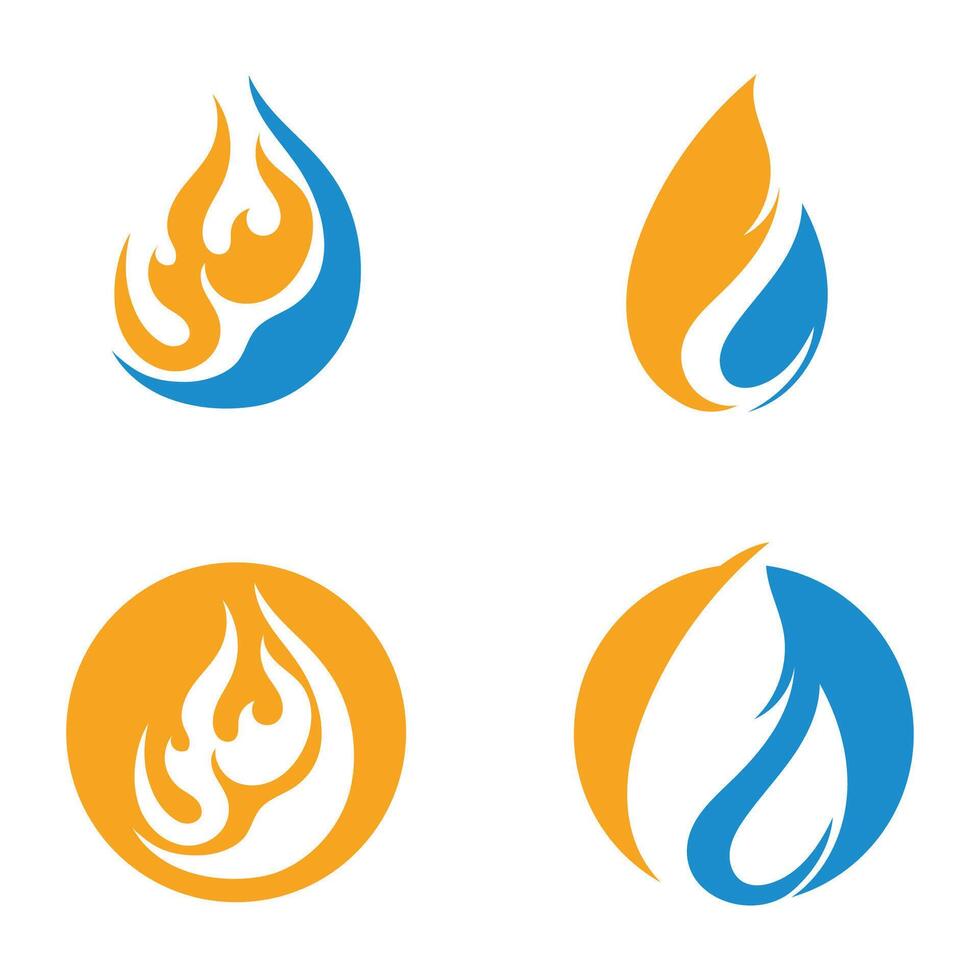 Fire and water logo design vector