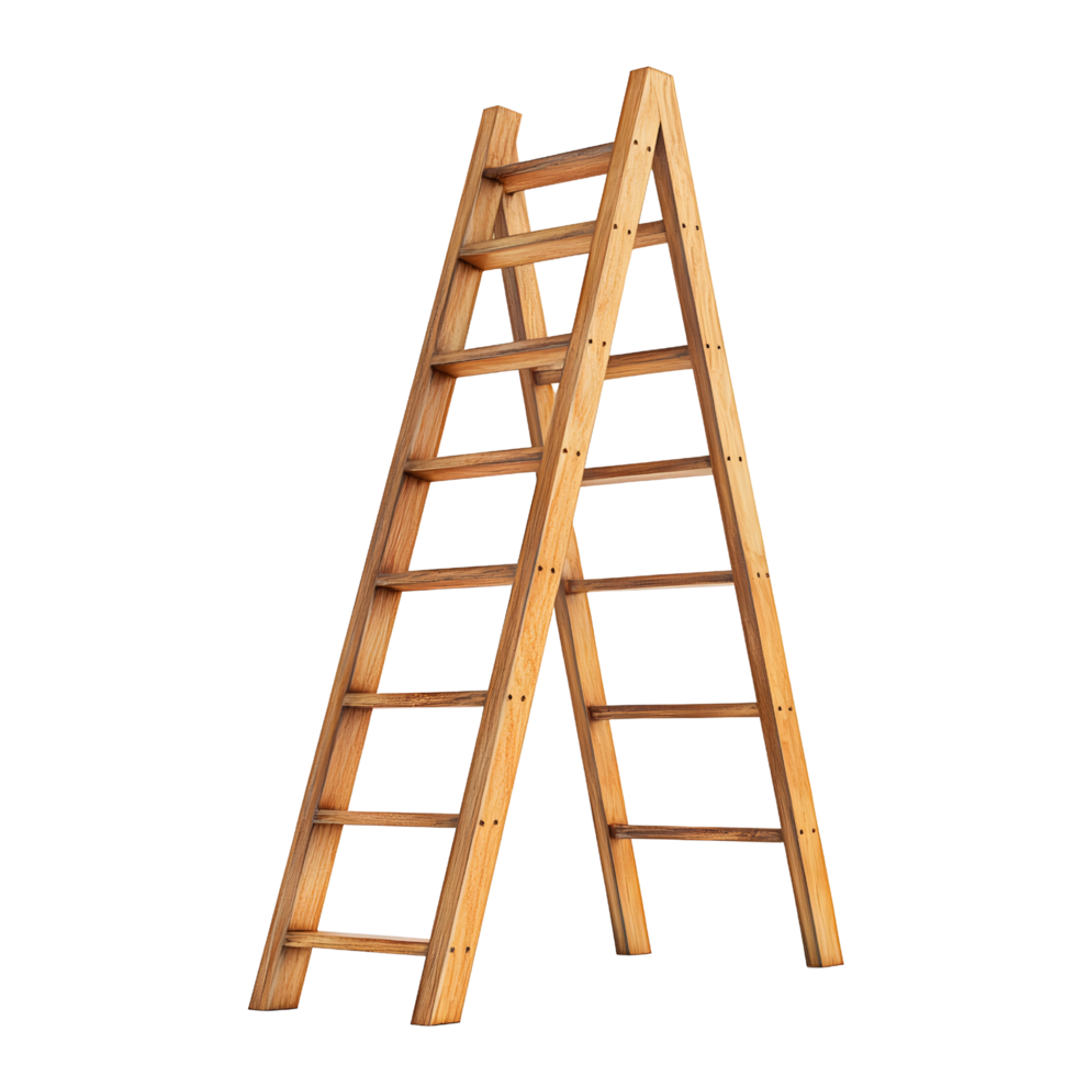 A 3d ladder standing tall on a clear transparent background png