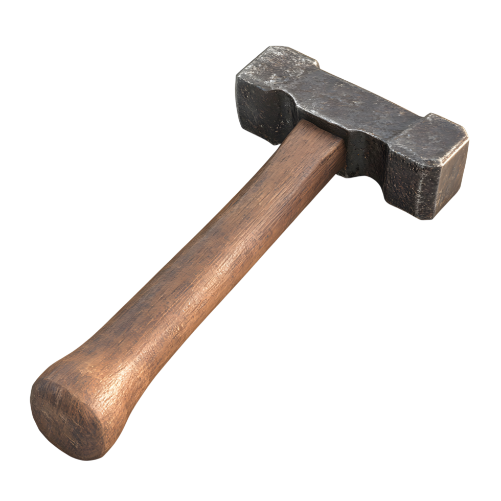 A detailed 3D hammer showcasing craftsmanship on a clear background png