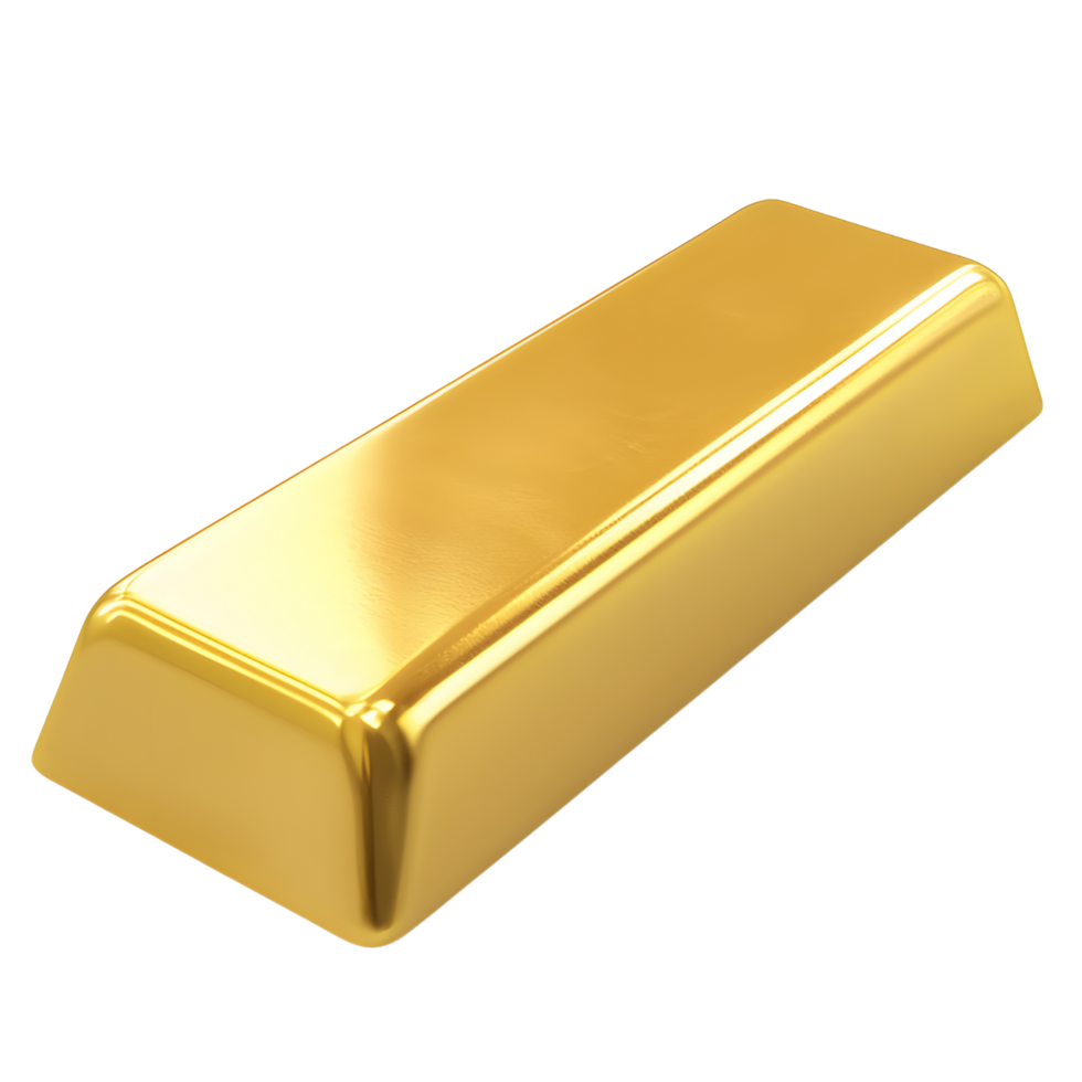 A shiny 3d gold bar isolated with a transparent background png