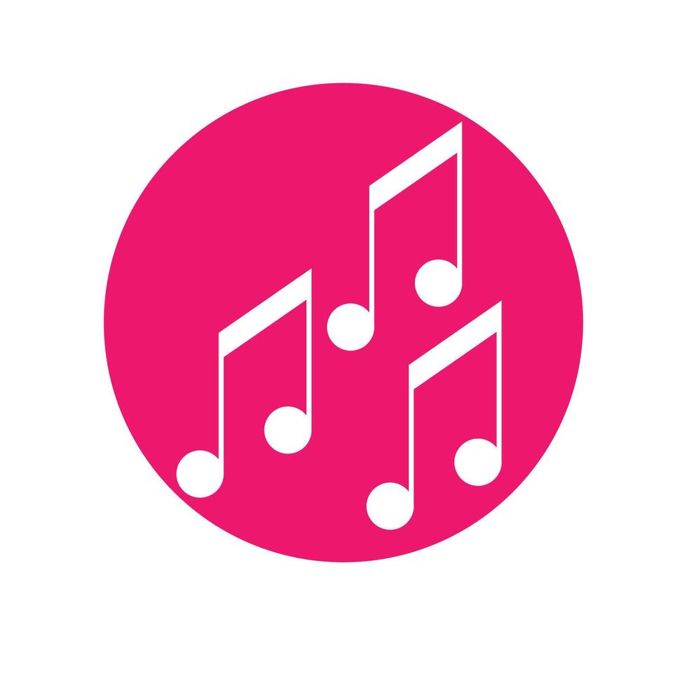 A pink music note icon with white notes vector