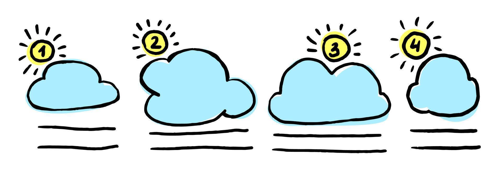 3 steps infographic with cloud shape text boxes. Step by step instruction. Empty chart design template. Data visualization. Design element for presentation with copy space. Workflow layout with list vector