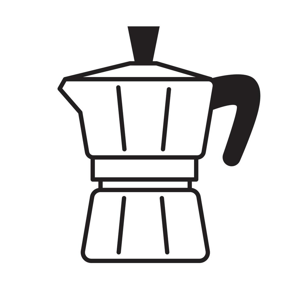 Linear geyser coffee maker icon. Black and white icon with editable stroke. Pictogram with moka pot. Line art vector