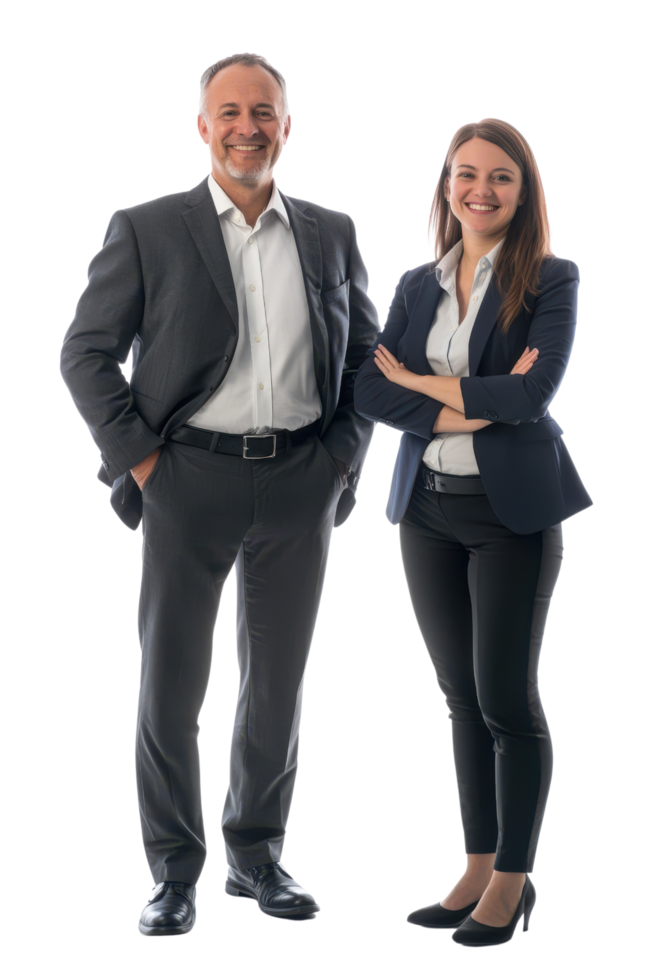 Professional vice president and IT manager smiling confidently on transparent background png