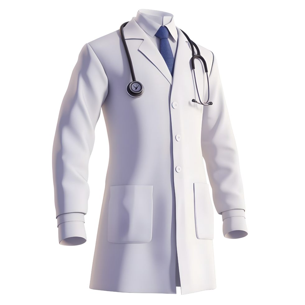A 3D doctors coat on a transparent background png