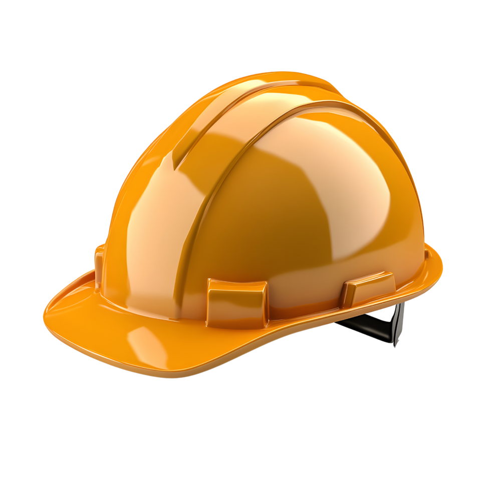 A 3d construction hard hat placed on a transparent background for professional use png