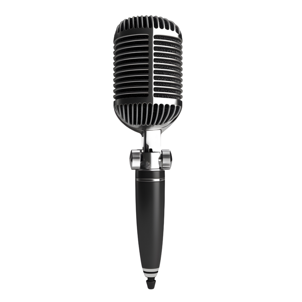 Elegant 3D microphone showcased with a pristine transparent background png