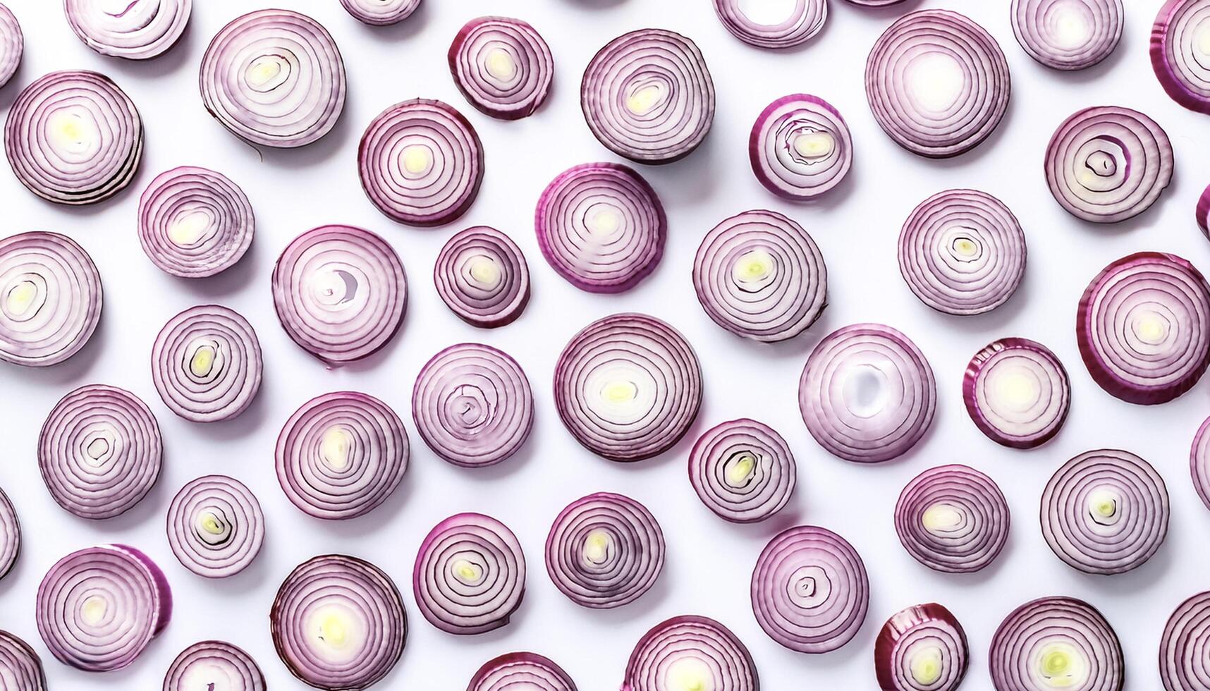red onion slices. pattern texture background. isolated on white background photo