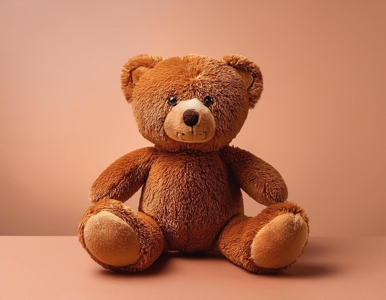 Teddy bear isolated on minimalist background. Children's Toys photo