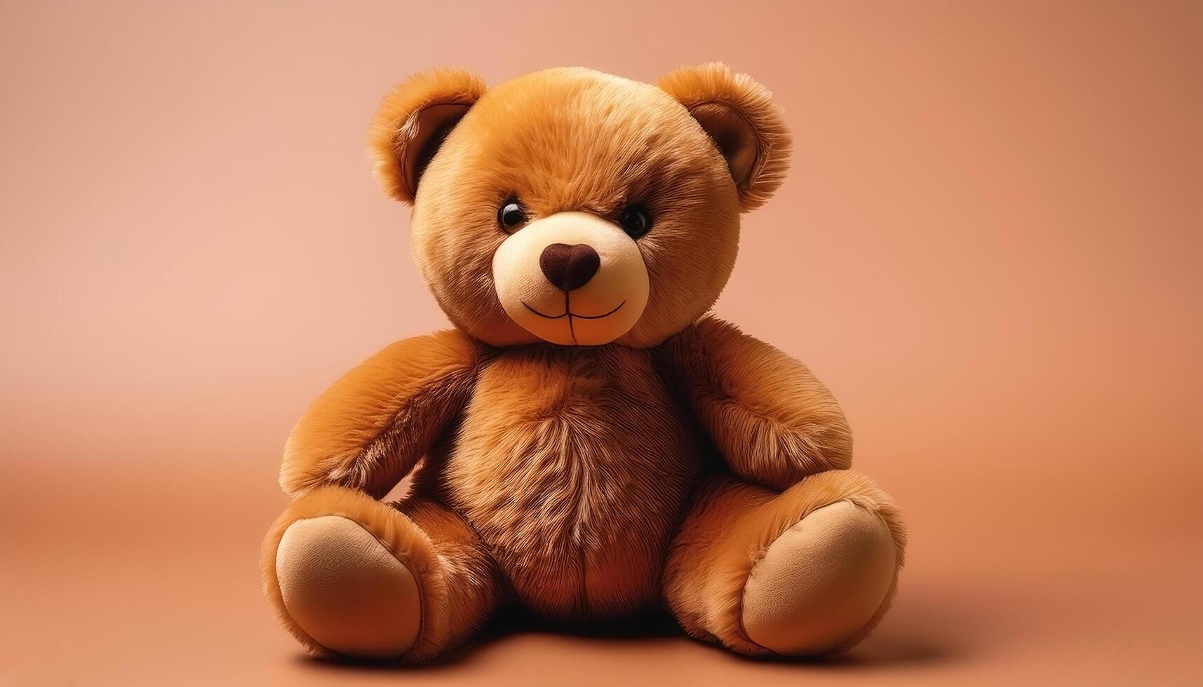 Teddy bear isolated on minimalist background. Children's Toys photo