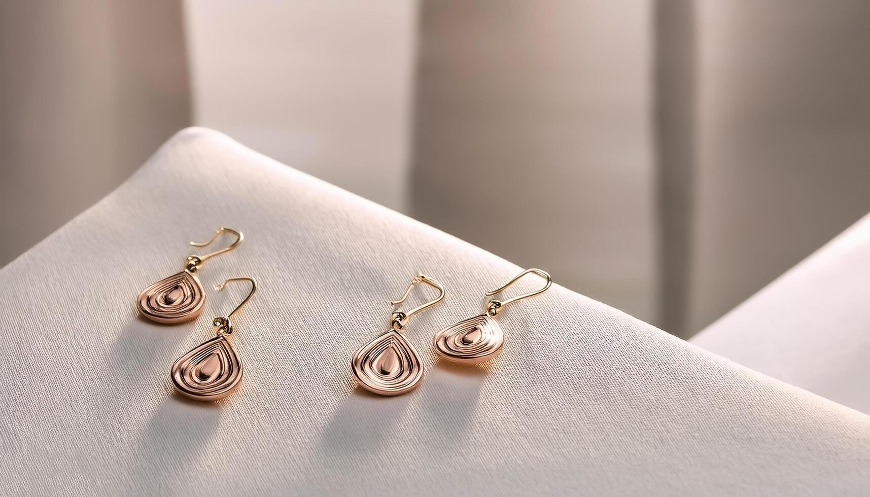 Minimalist Jewelry. Simple earrings placed on a clean table photo