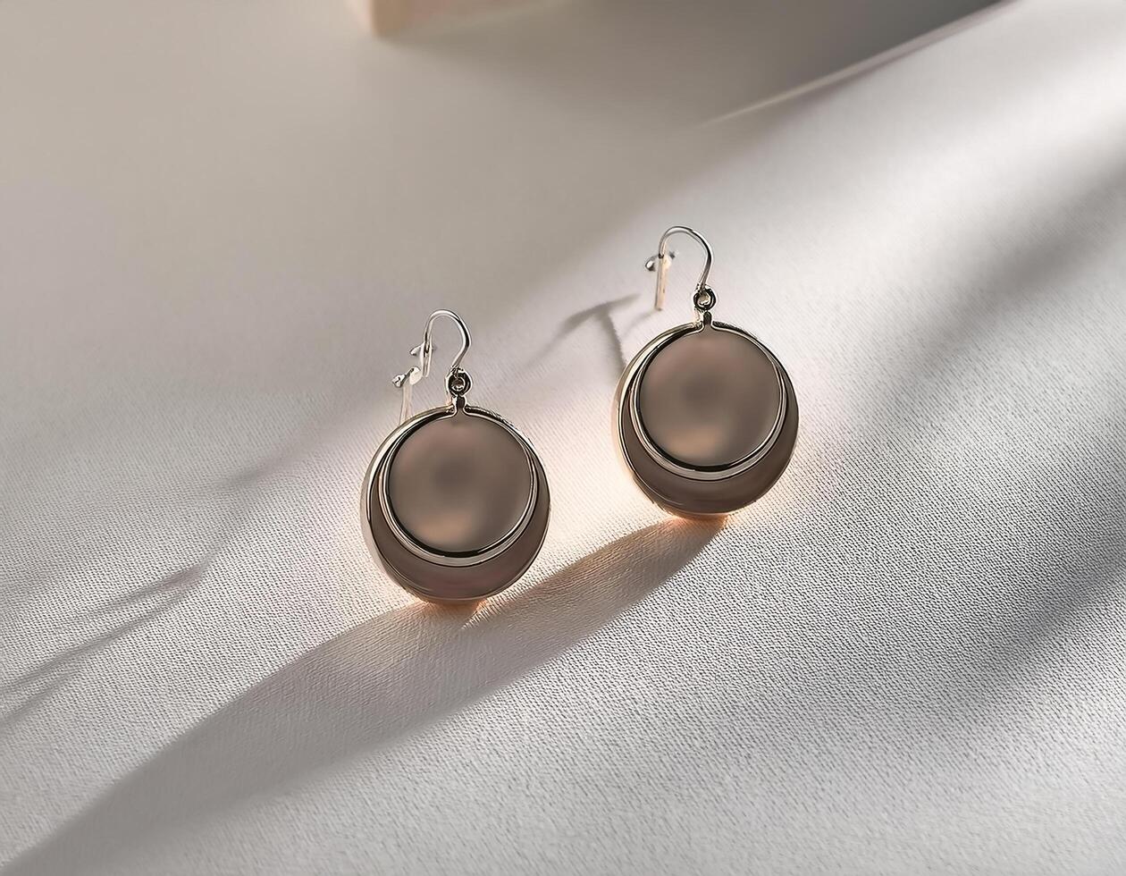 Minimalist Jewelry. Simple earrings placed on a clean table photo