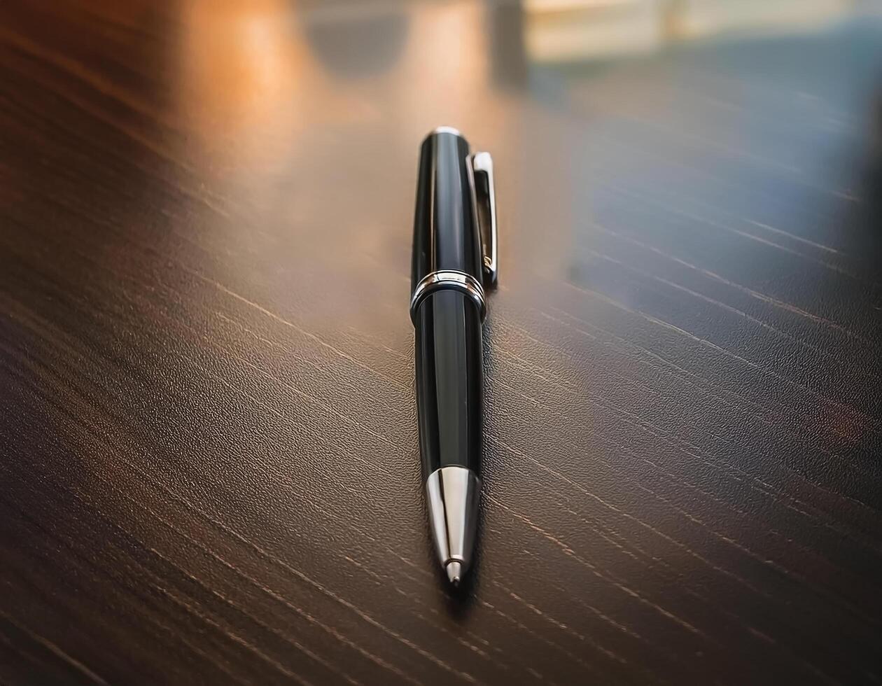 Pen placed on a clean table photo