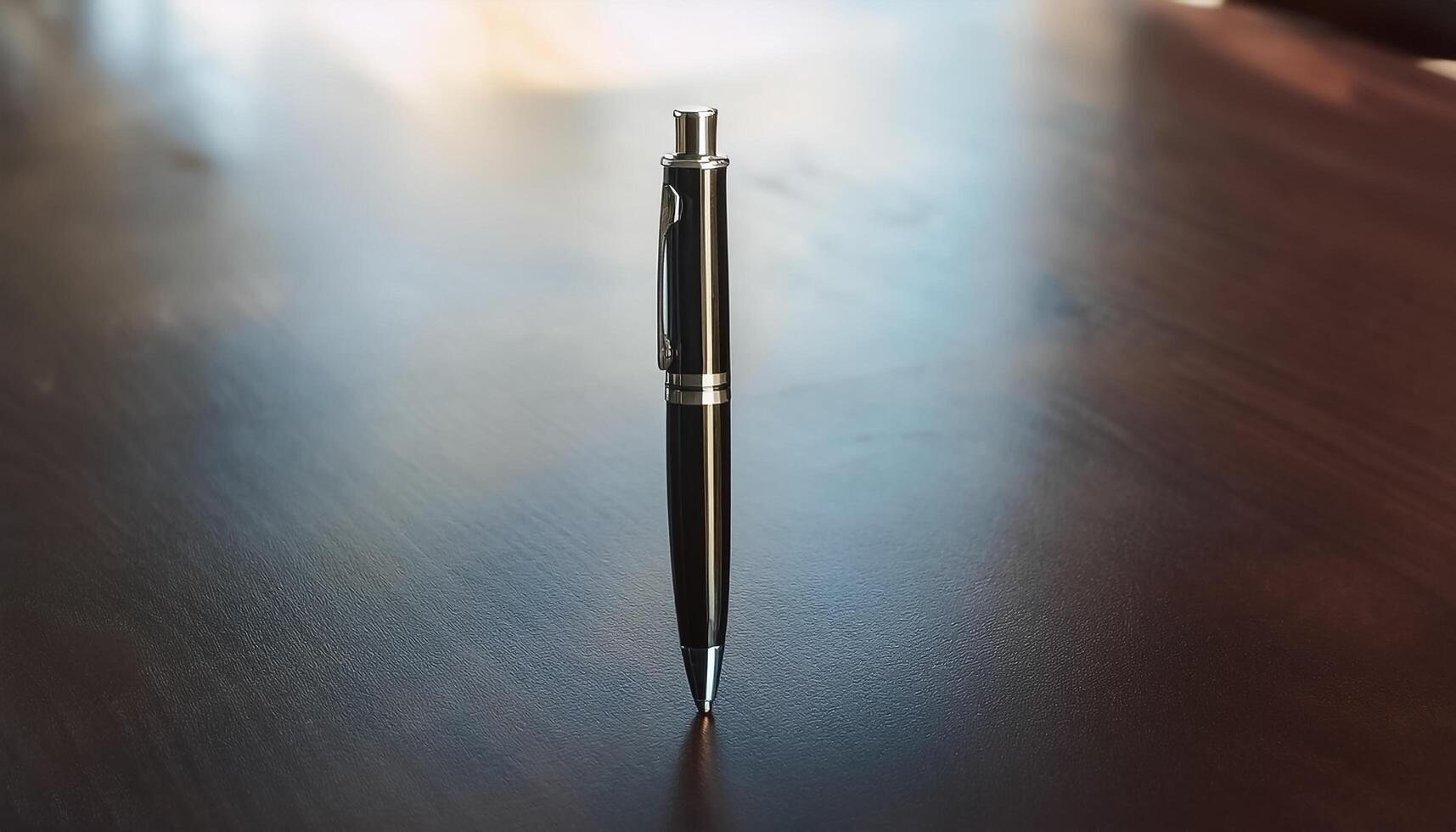 Pen placed on a clean table photo
