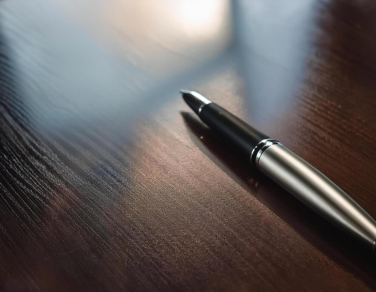 Pen placed on a clean table photo