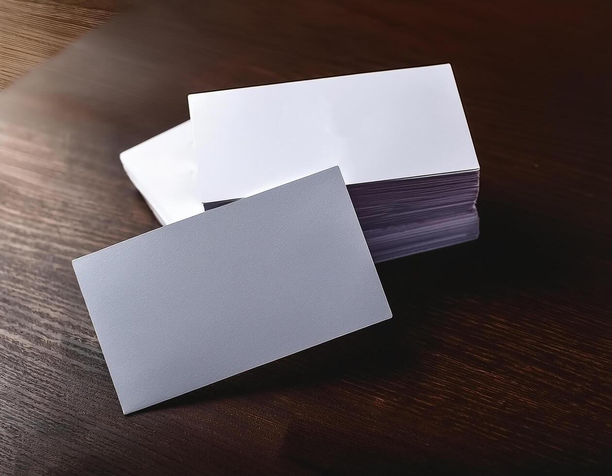 Simple business cards with elegant designs placed on the table. Business Cards photo