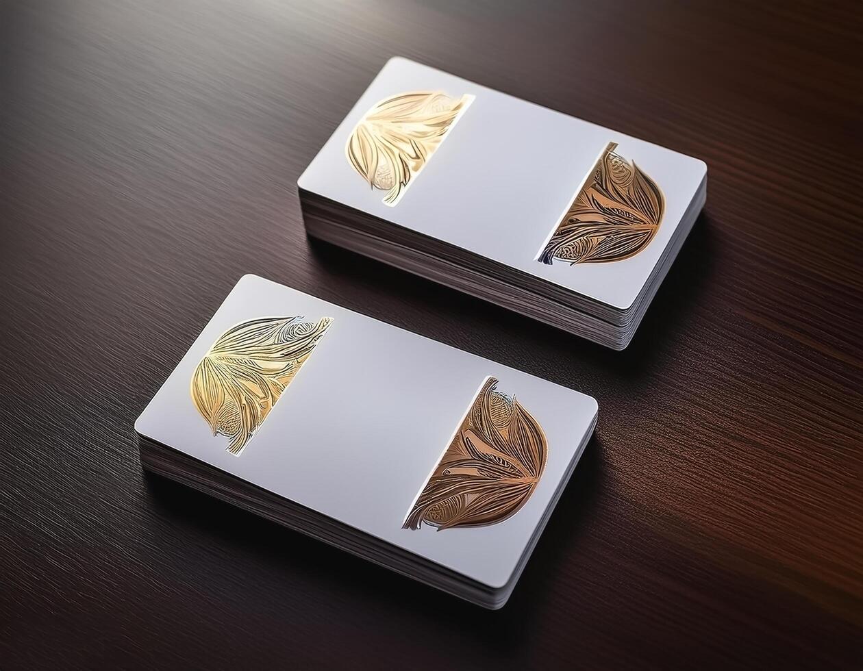 Simple business cards with elegant designs placed on the table. Business Cards photo