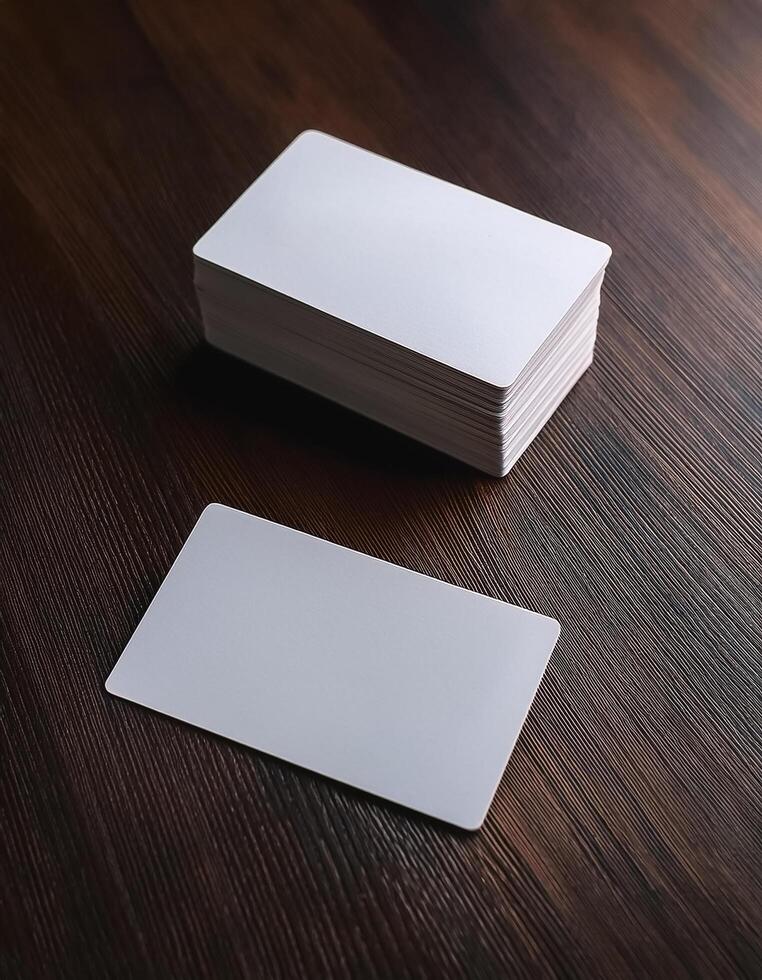Simple business cards with elegant designs placed on the table. Business Cards photo