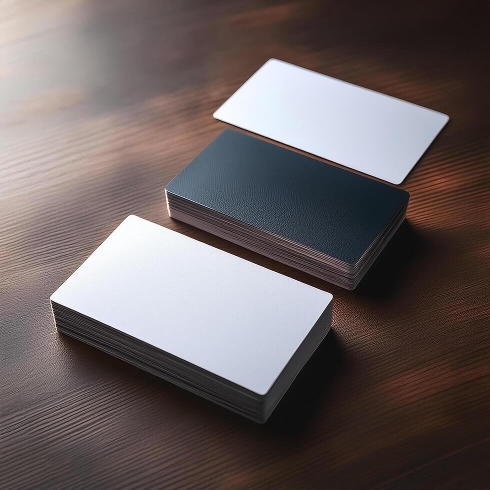 Simple business cards with elegant designs placed on the table. Business Cards photo