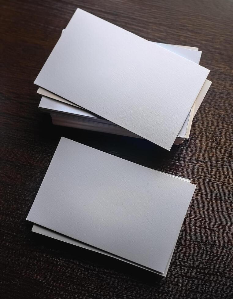 Simple business cards with elegant designs placed on the table. Business Cards photo
