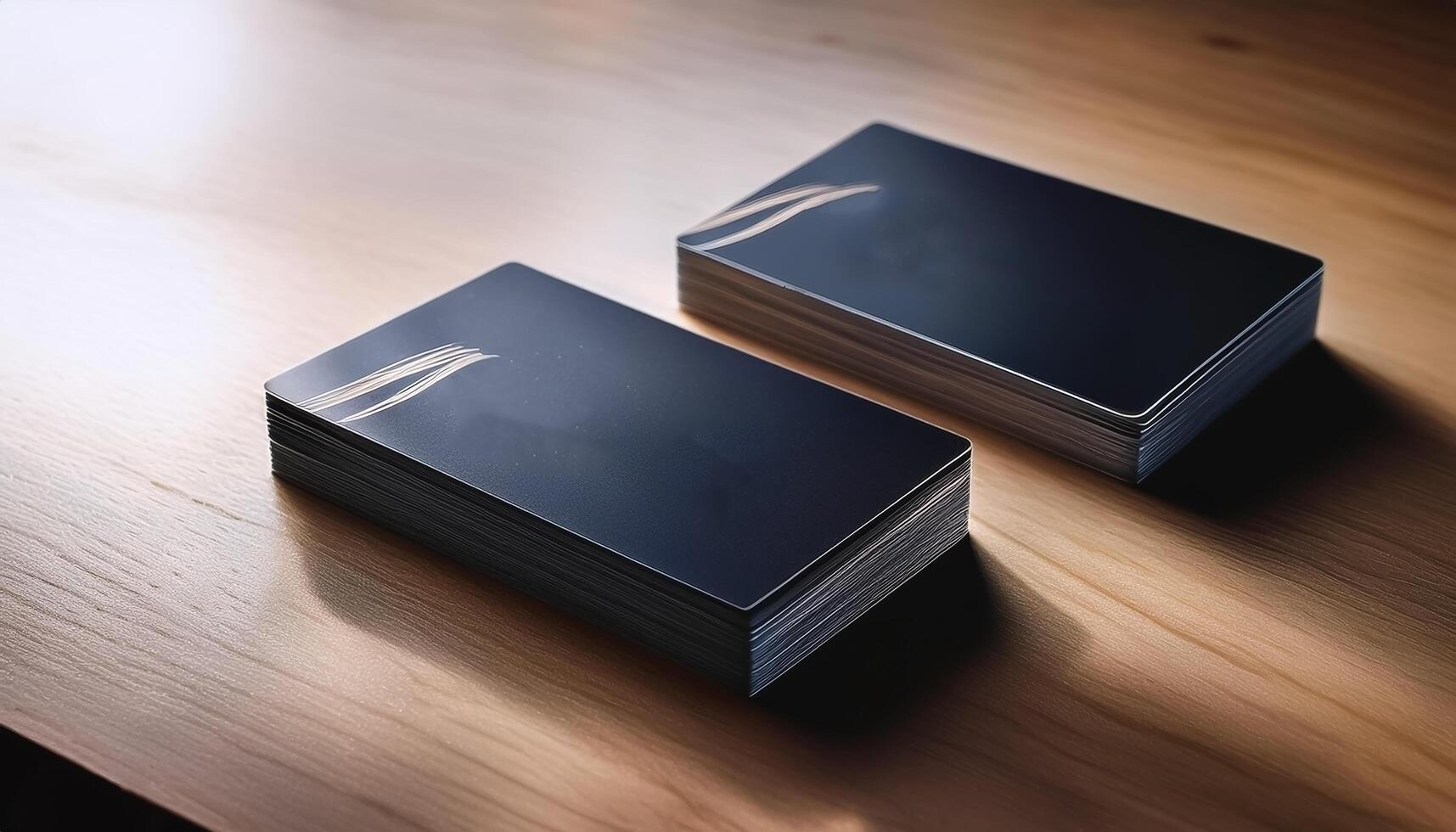 Simple business cards with elegant designs placed on the table. Business Cards photo