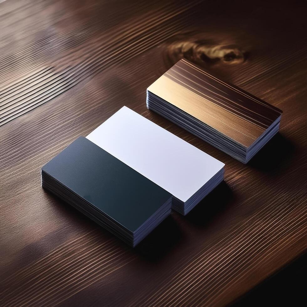 Simple business cards with elegant designs placed on the table. Business Cards photo