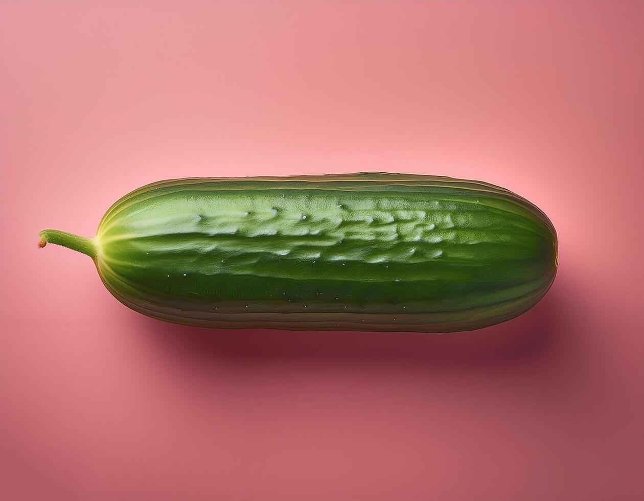 Green cucumber isolated on pastel pink background photo
