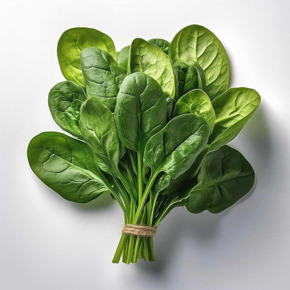 Green spinach over white background photo