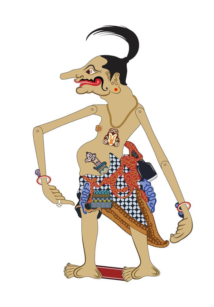 Wayang puppet, petruk image illustration style. Traditional javanesse performance art. vector
