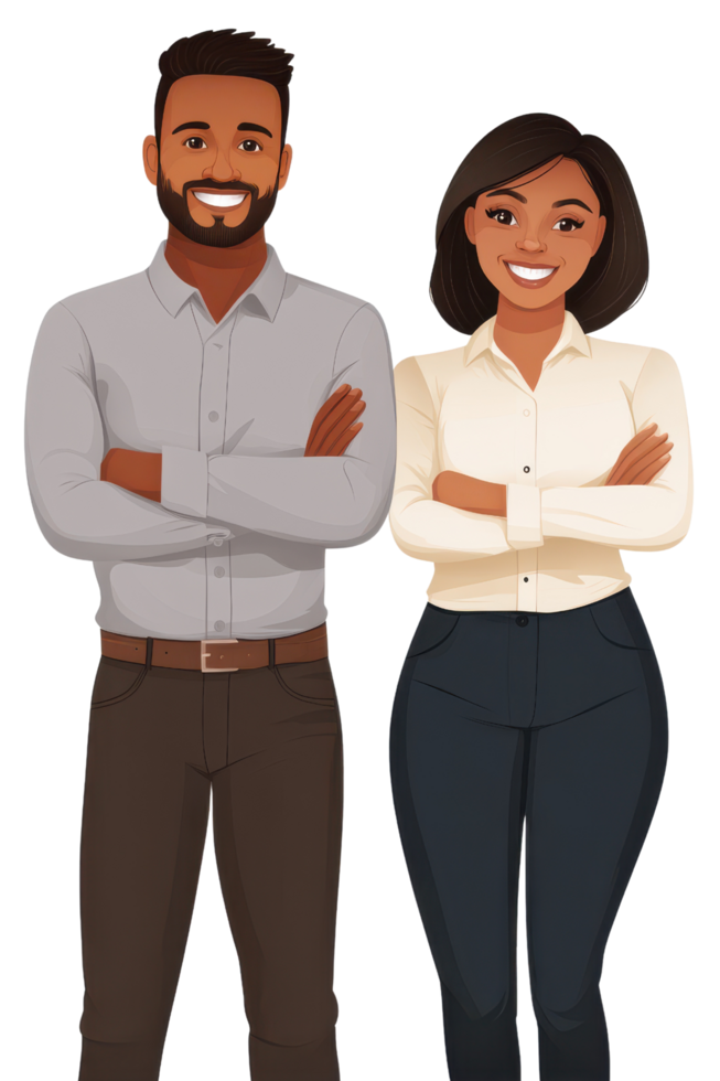 Professional project coordinator and team leader in business attire on transparent background png