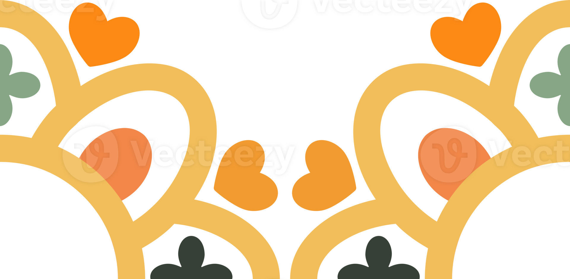 orange and green hearts border design png