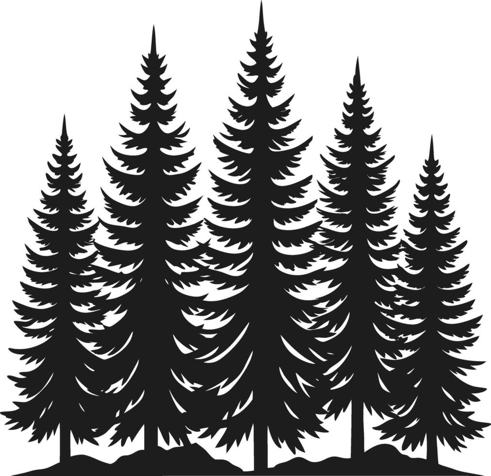 Forest Pine Trees Silhouette - Perfect for Hiking and Adventure Graphics vector