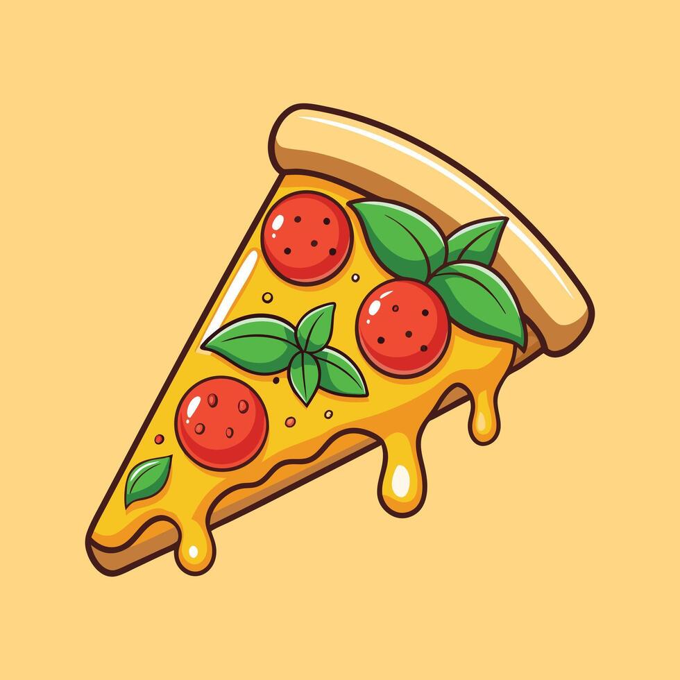 Minimalist Pizza Cartoon - Great for Menus and Ads vector