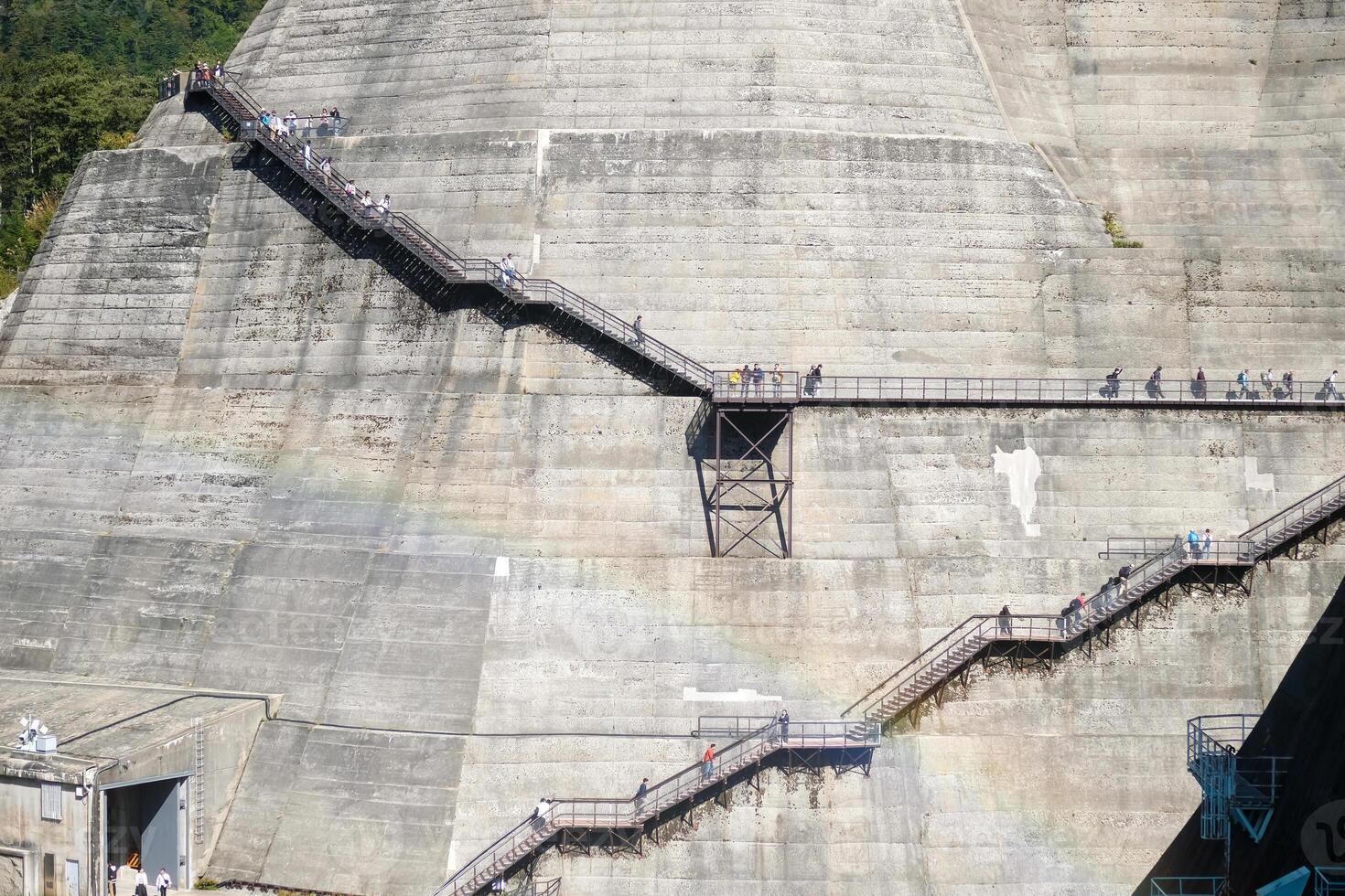 Kurobe Dam, Tateyama, Toyama, Chubu, Japan A Dam concrete structure features a zigzagging staircase photo