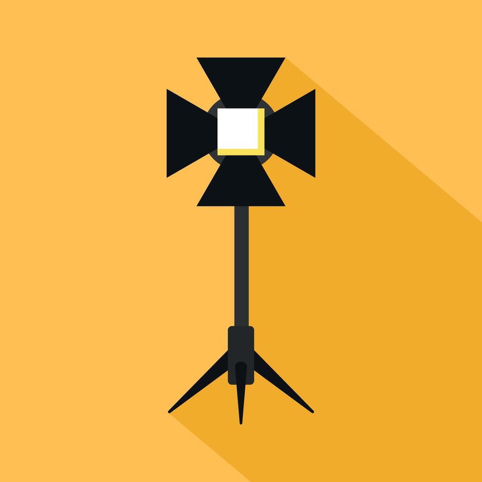 Spotlight stage lightning icon on yellow background. Filmmaking equipment icon. Cinema symbol vector
