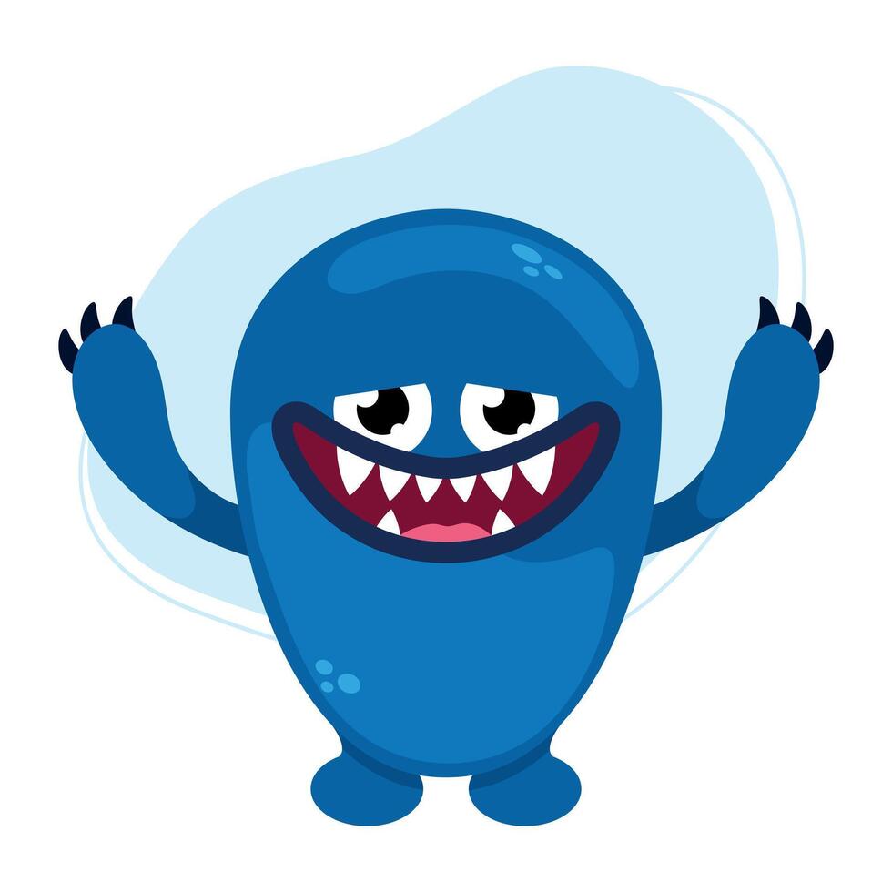 Cute cartoon monster. Funny blue creature in childish style isolated on white background vector
