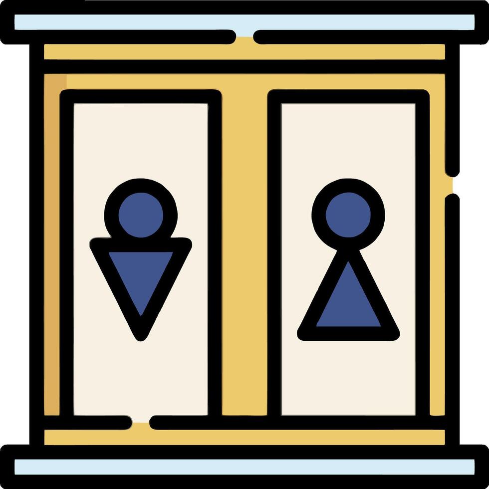 A bathroom with two doors and a sign that says men and women vector