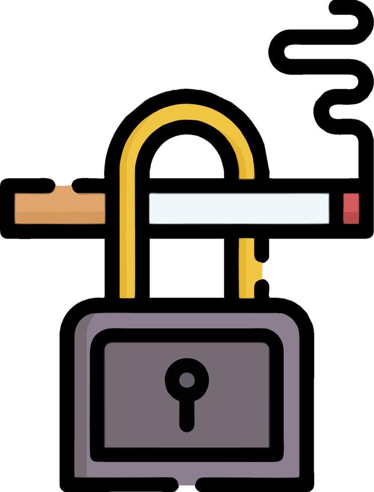 A lock with a cigarette in it and a cigarette in the lock vector