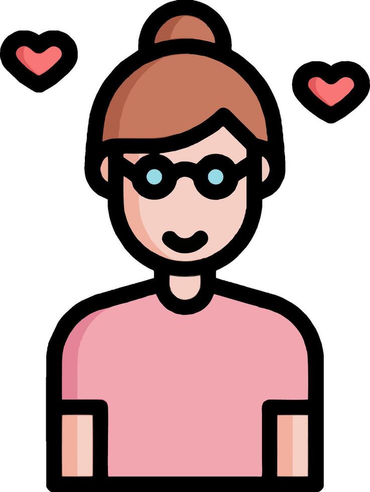 A girl with glasses and hearts on her face vector