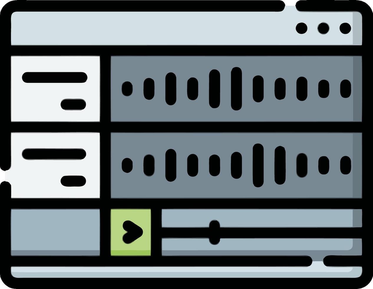 A computer with a sound mixer icon vector