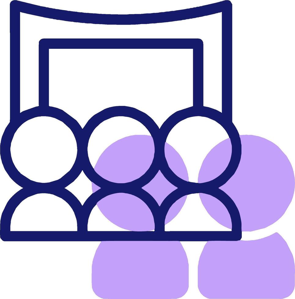 A purple icon with people in front of a screen vector