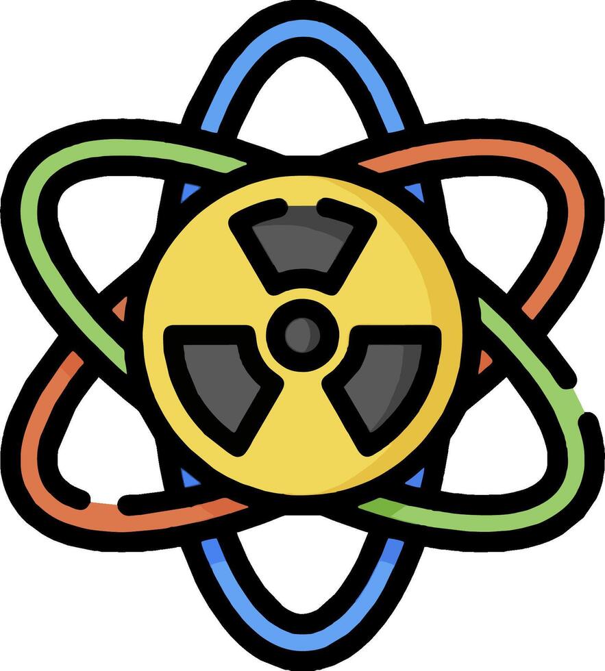 An image of a nuclear symbol with a colorful background vector