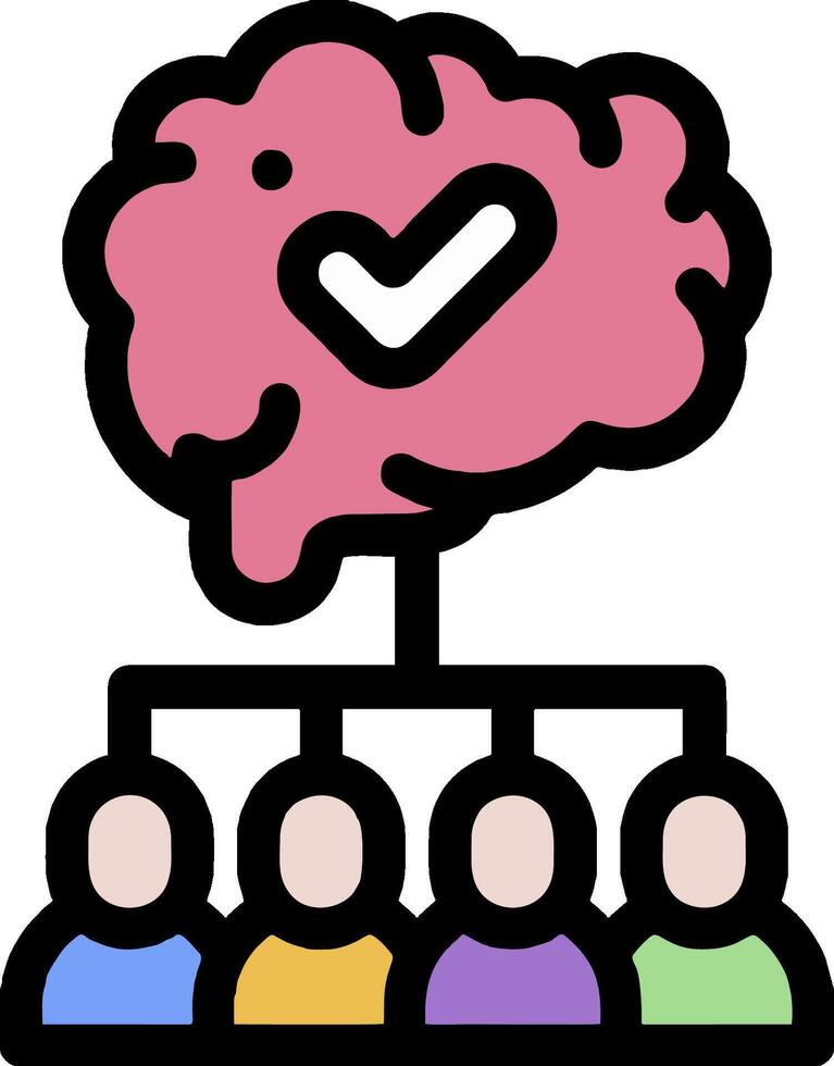 A brain with people in it and a check mark vector