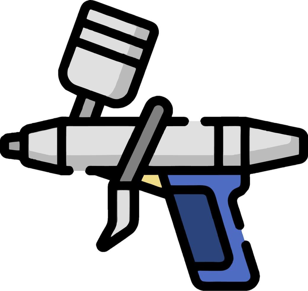 A spray gun with a blue handle and a white handle vector