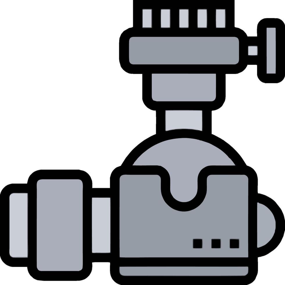 A black and white illustration of a camera vector