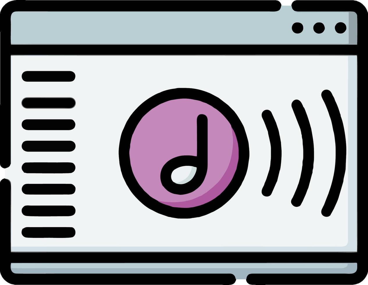A music icon with a sound wave coming out of it vector