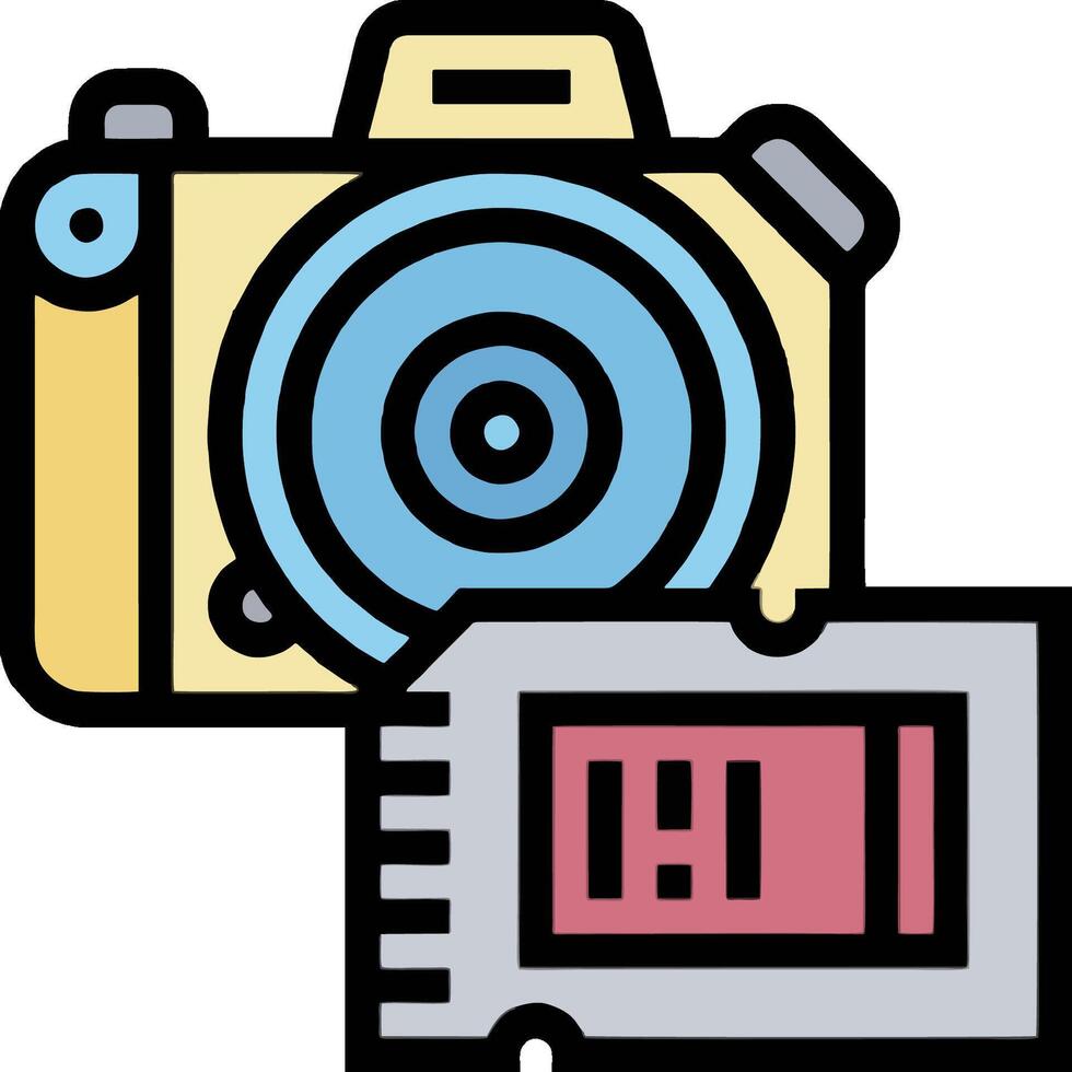 A camera and a memory card icon vector
