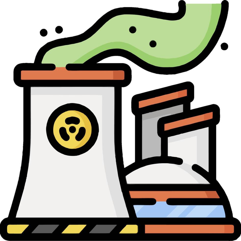 An illustration of a factory with a green smoke coming out of it vector